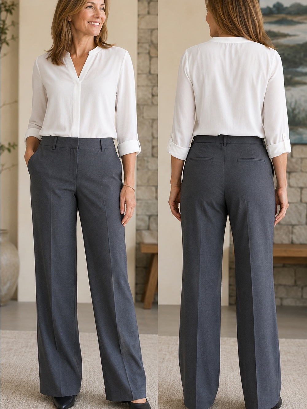 Coldwater Creek Charcoal Wide
Leg Dress Pants 8 Petite